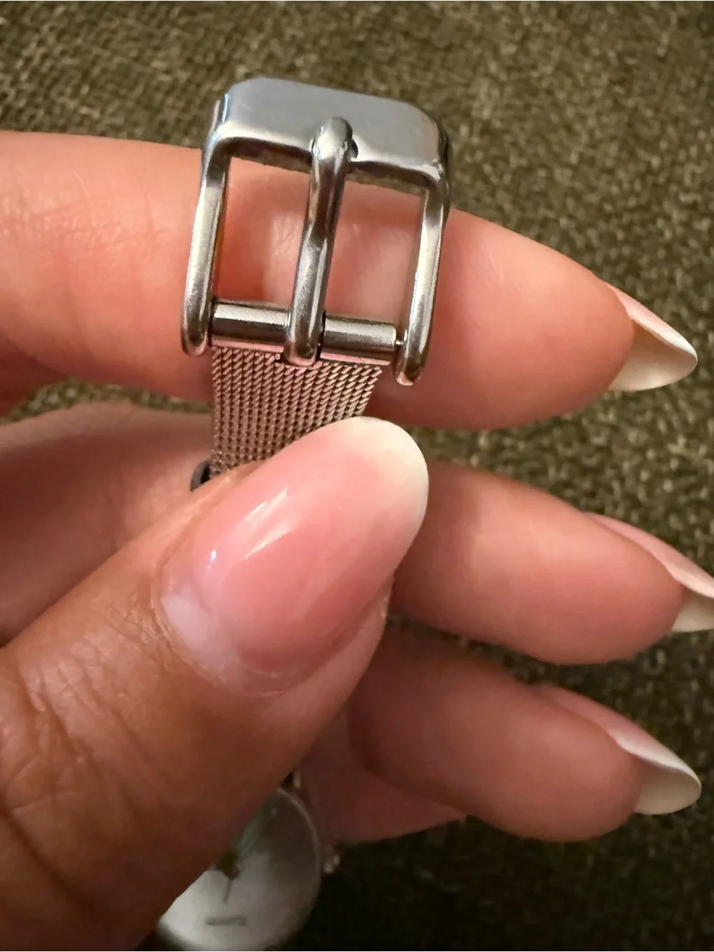 Silver Mesh Smartwatch-Style Quartz Watch with Mint Green Hands